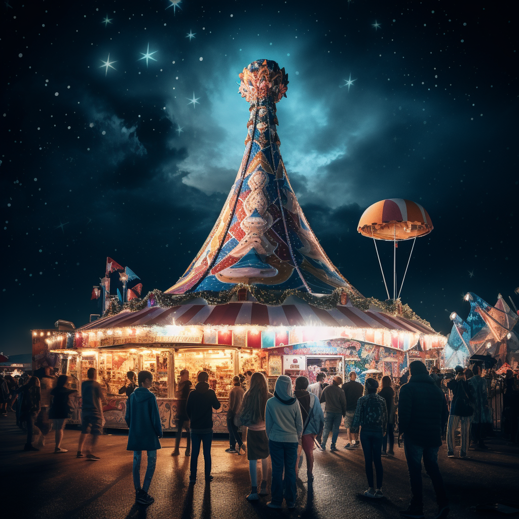 Excited crowd enjoying carnival night ice cream