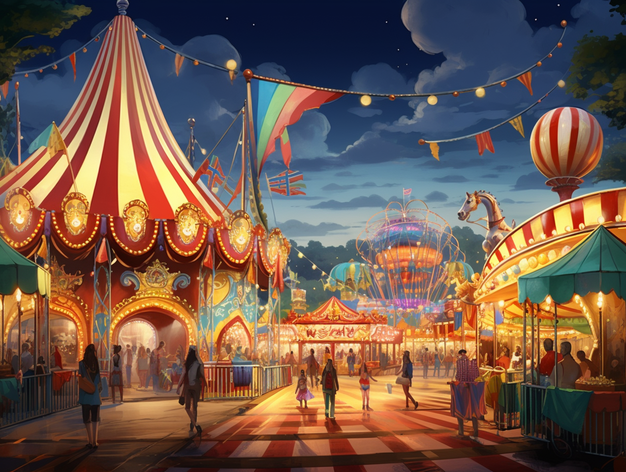 Colorful Carnival Fair in Pixar Art Style