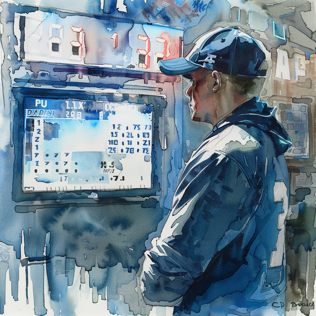 Carolina Panthers player scoreboard watercolor painting