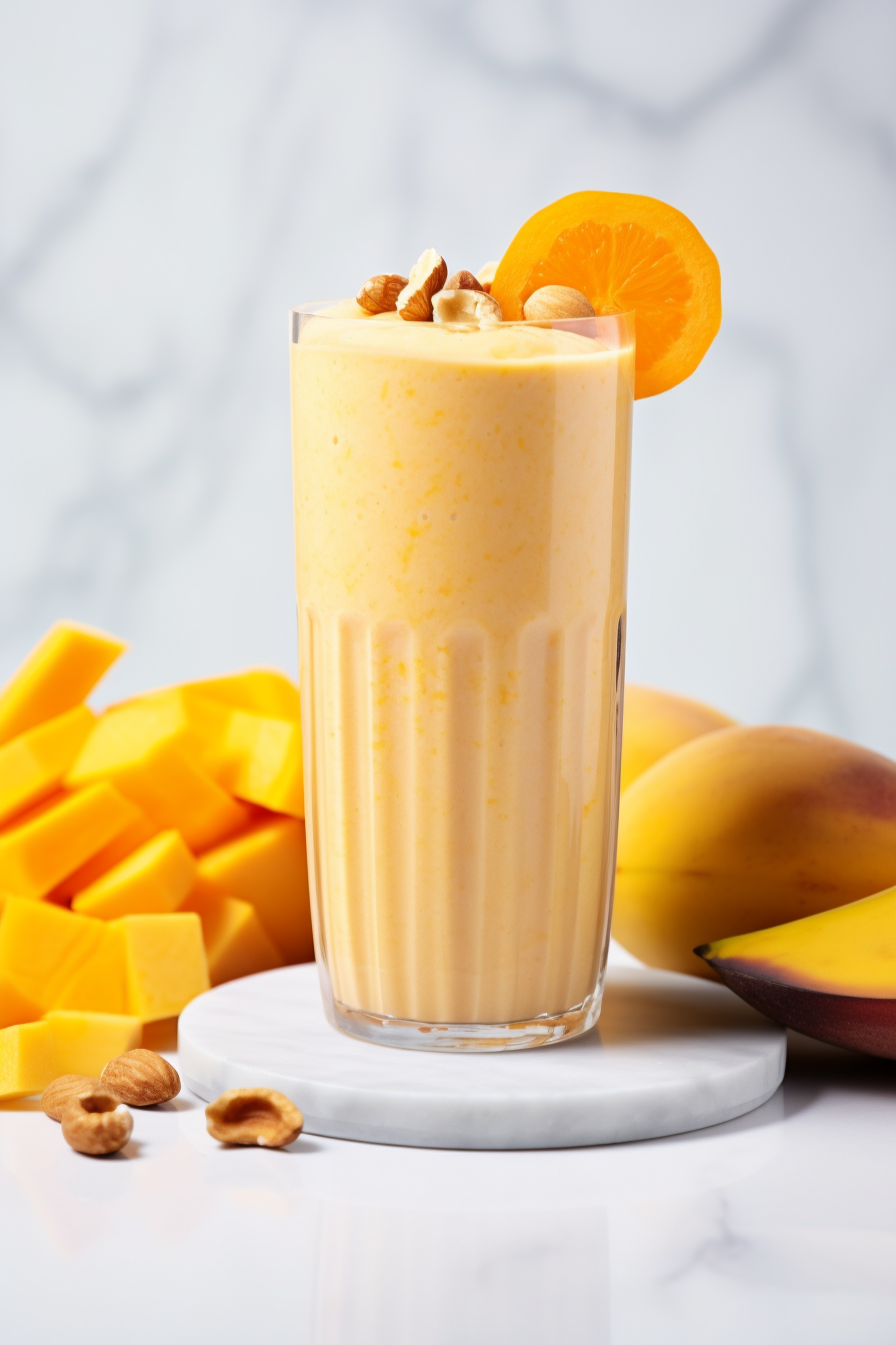 Refreshing Carrot Orange Smoothie with Mint and Straw