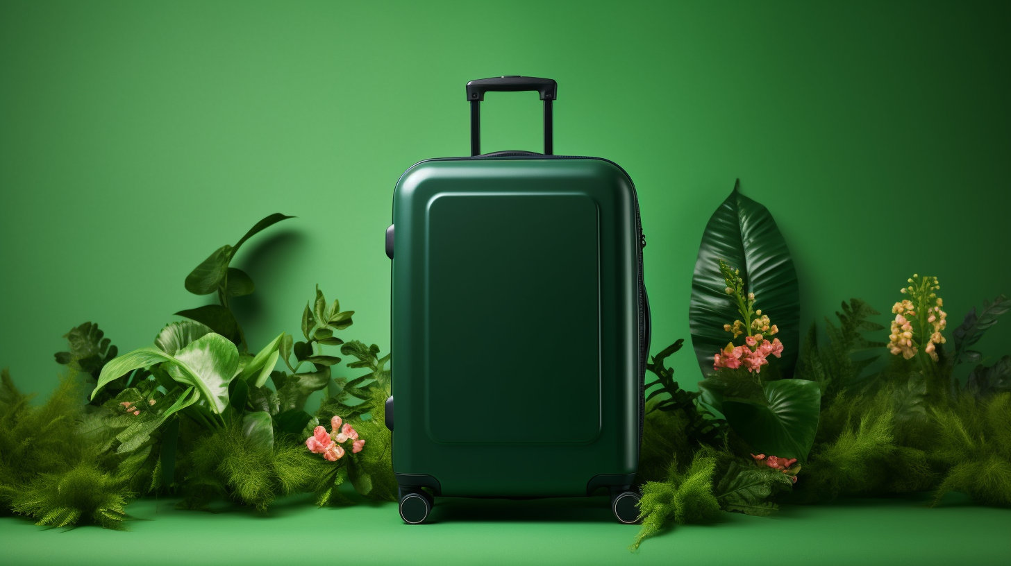 Carry-On luggage against green background