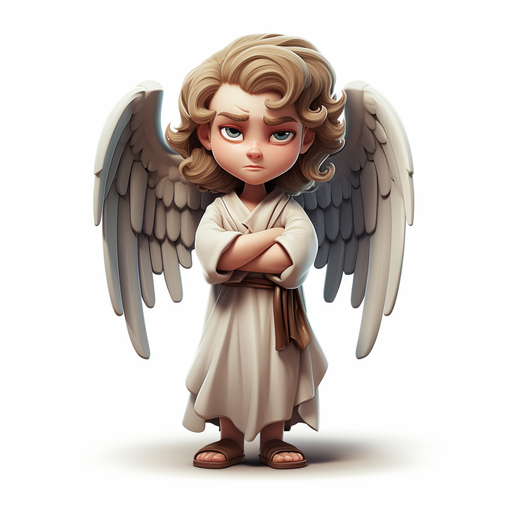 Cartoon angel with crossed arms