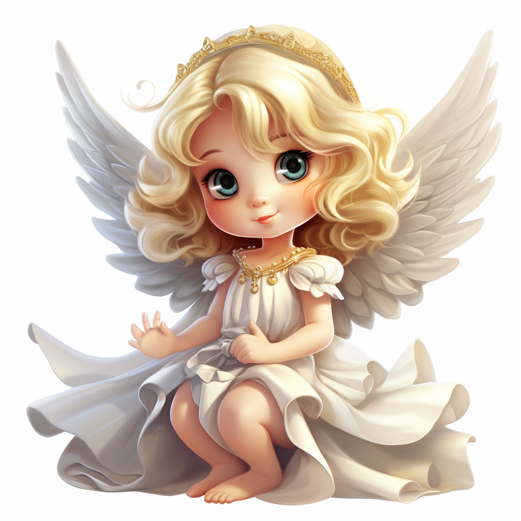 Cute cartoon angel illustration with transparent background