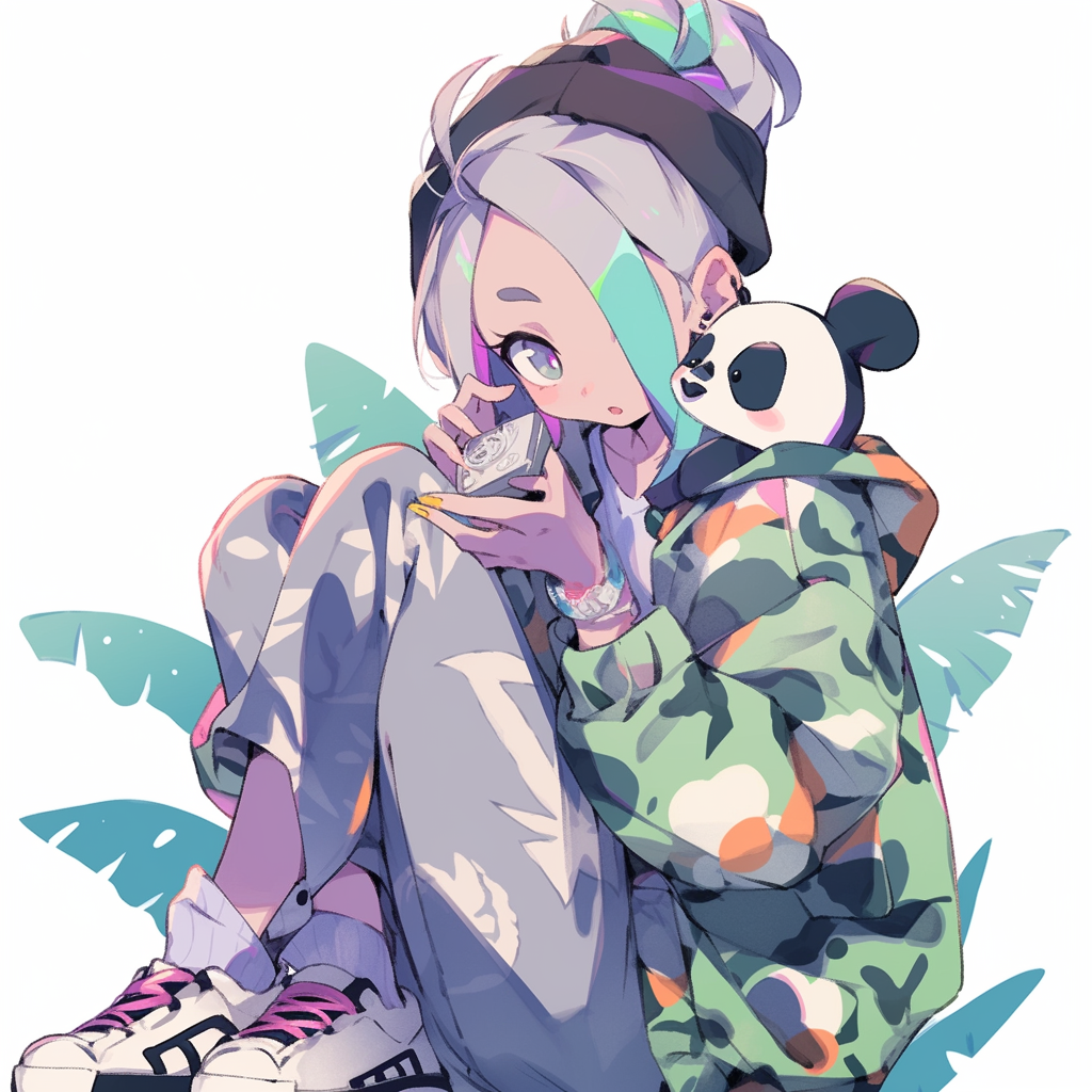 Cartoon anime sloth wearing shirt sitting cute colorful