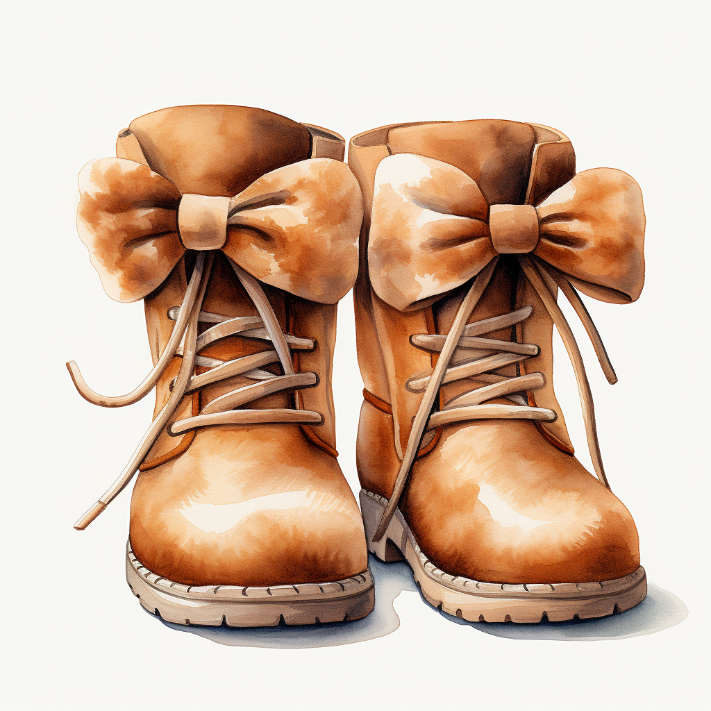 Cartoon art of UGG Bailey Bow boots with white fur