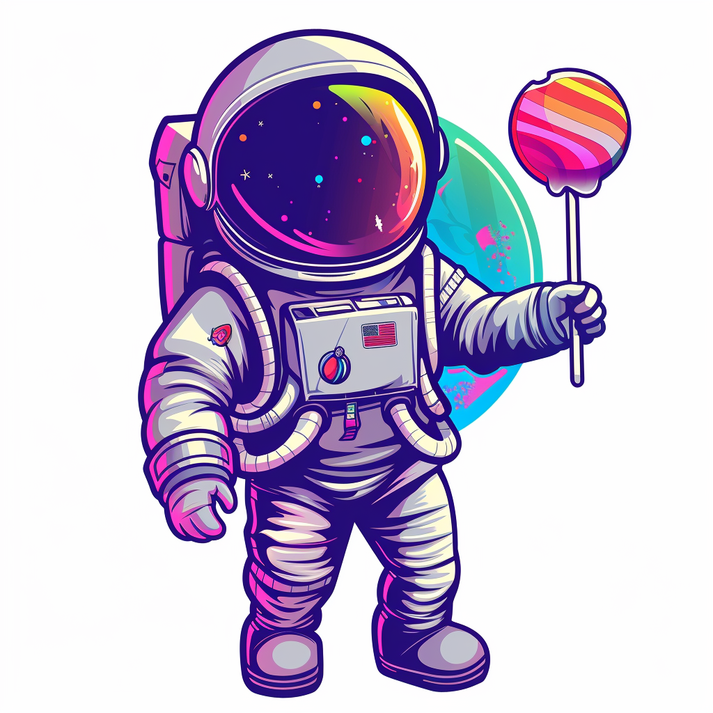 Cartoon Astronaut with Candy Sucker