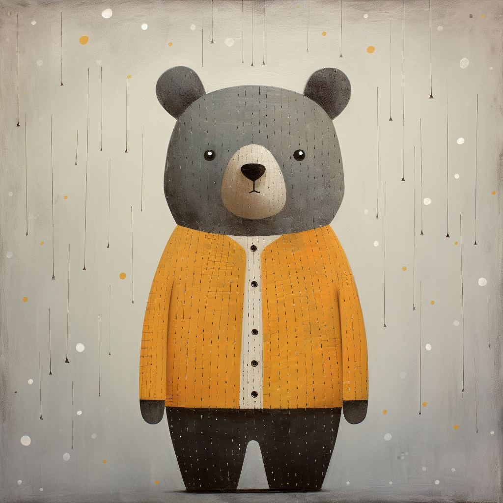 Adorable cartoon baby bear with polka dots