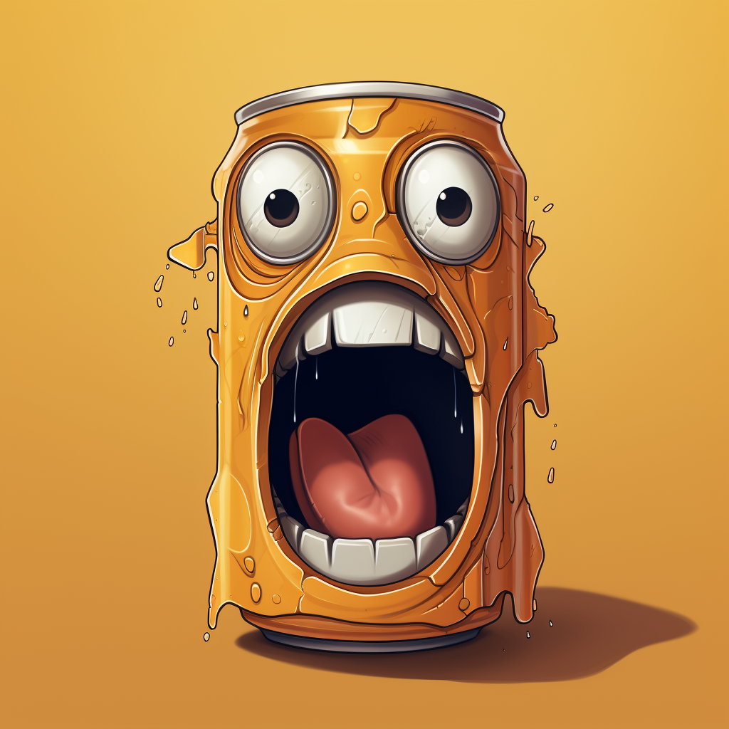 Cartoon beer can opening itself