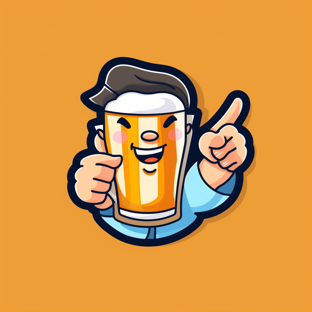 Cartoon beer referee icon in hand-drawn minimalist style