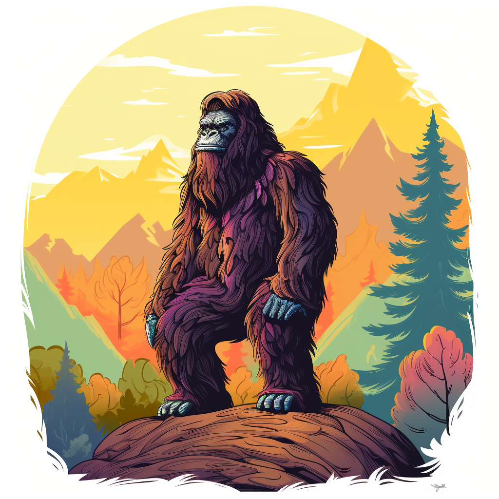 Cartoon bigfoot minimalistic vibrant art