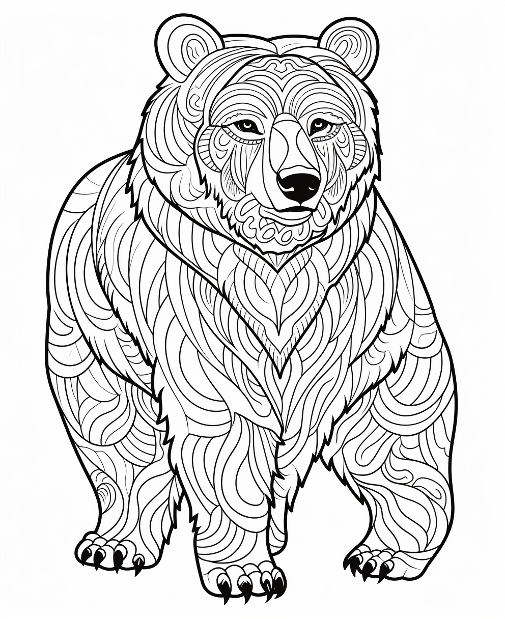 Cartoon black bear coloring page