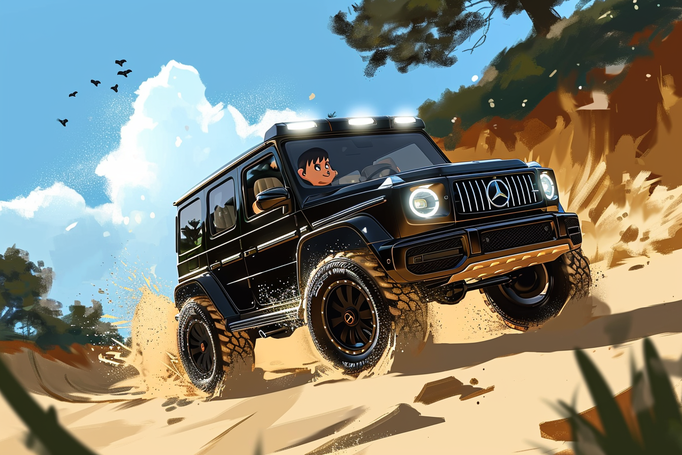 Black Mercedes G-Wagon Cartoon Car for Kids