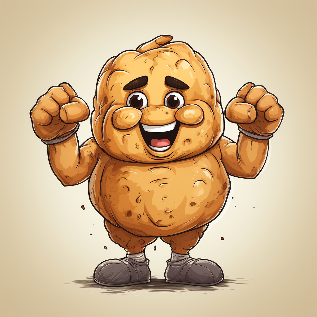 Cartoon body builder potato