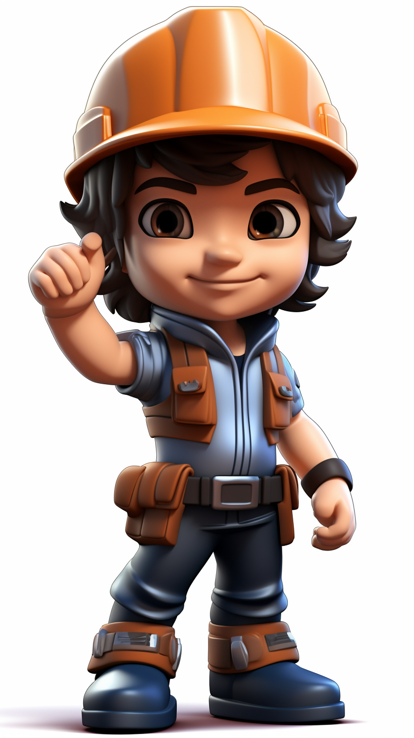 Cartoon boy chibi worker in work clothes