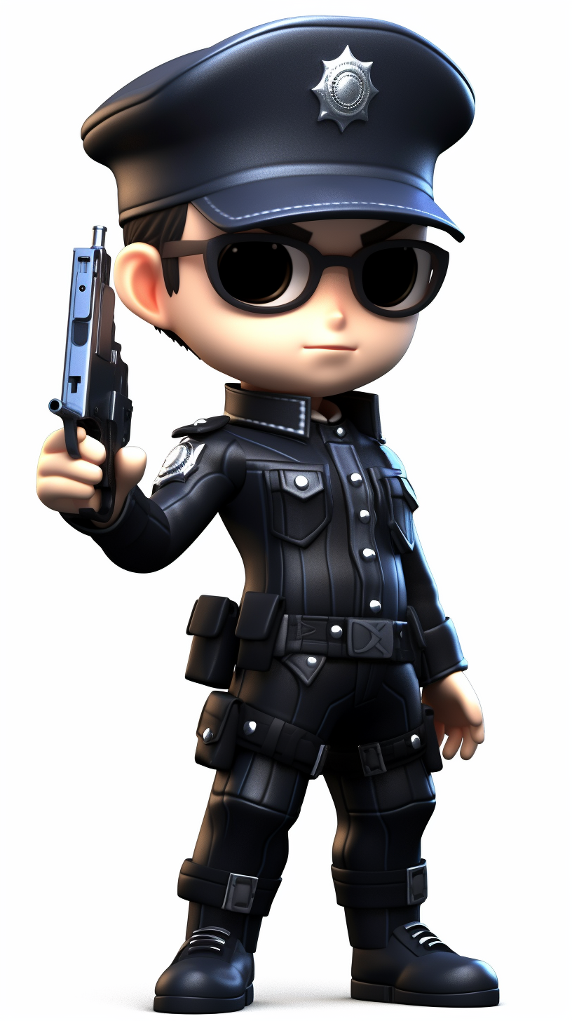 Chibi style cartoon boy police in uniform