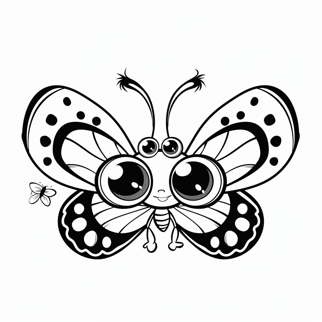 Cute Cartoon Butterfly Outline Drawing