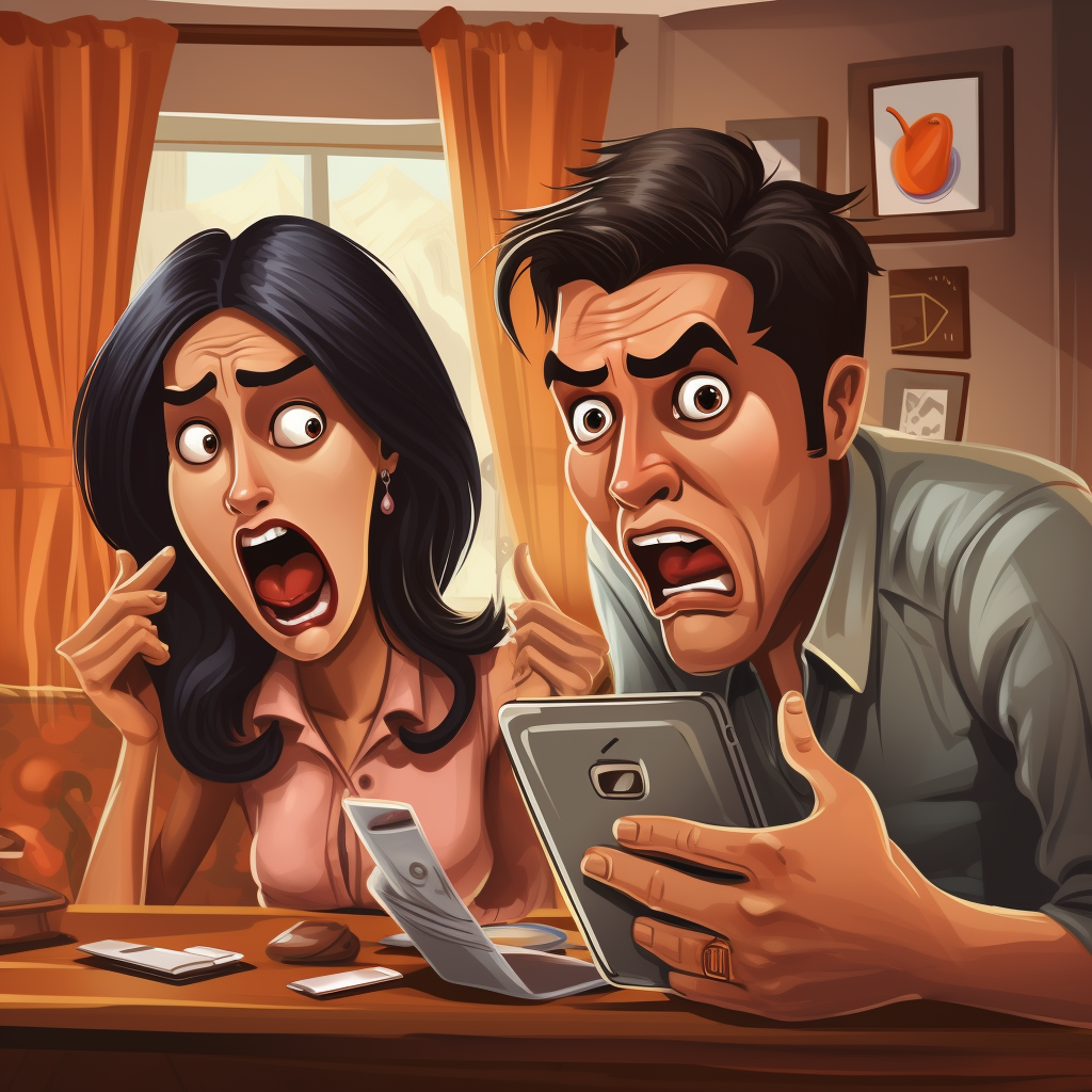 Angry couple with man on mobile