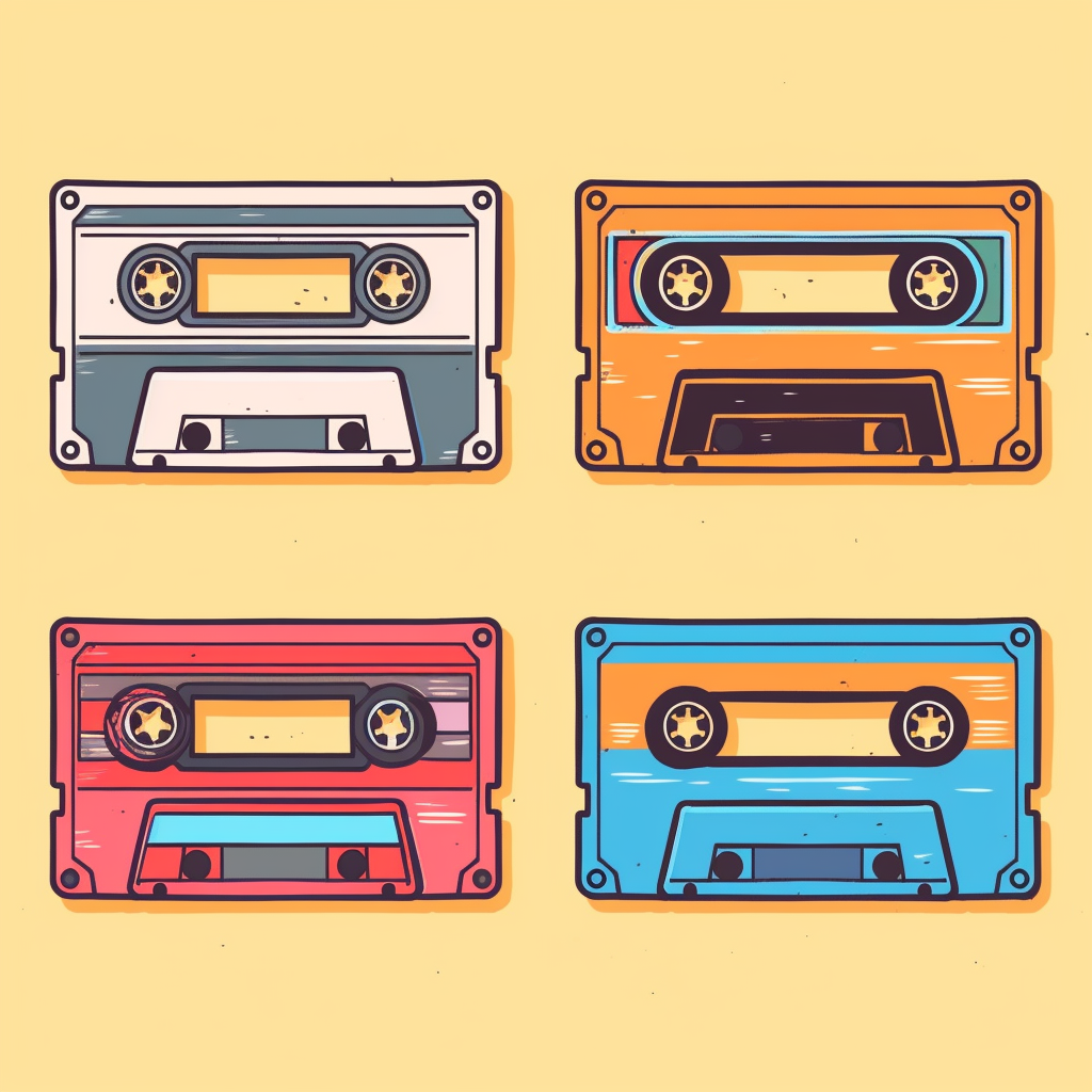 Colorful cartoon cassette tape illustration