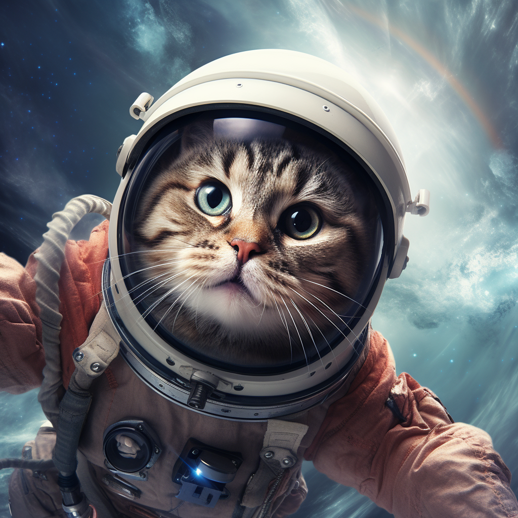 Cartoon cat in space marketing campaign