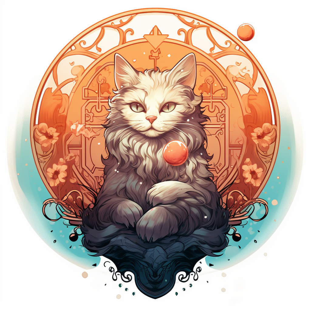 Cute cat on moon with heart collar