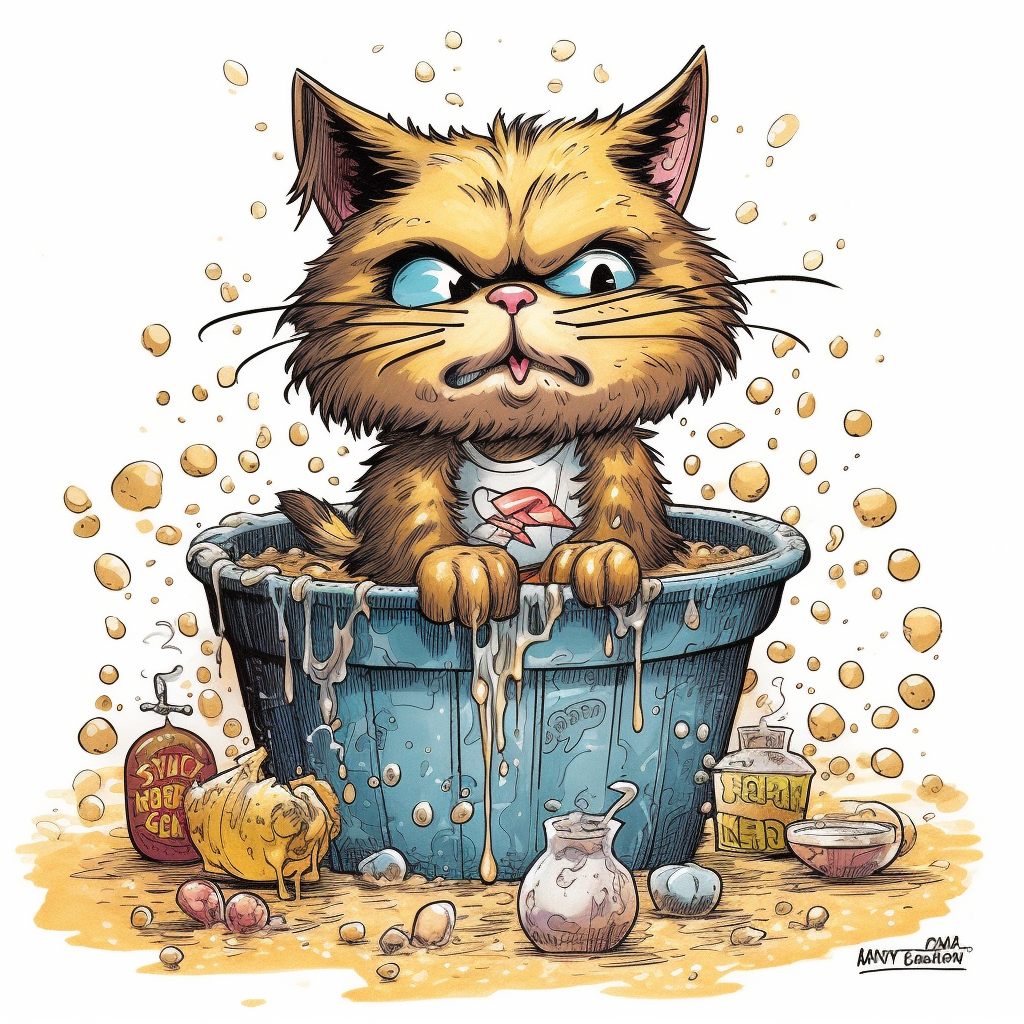 Illustration of a playing cartoon cat