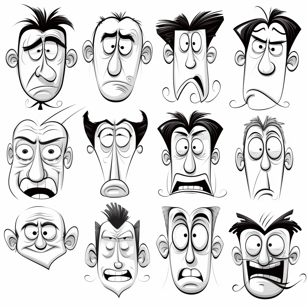 Cartoon character vector faces on white background