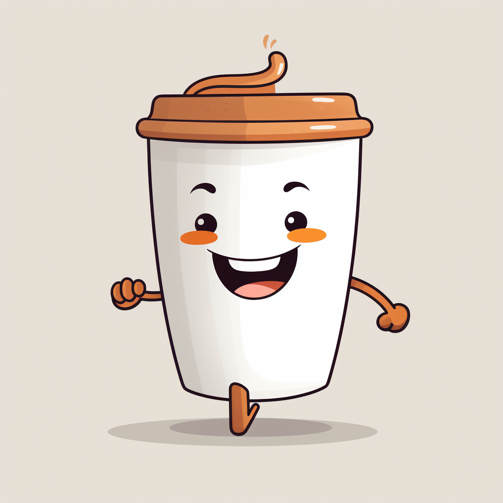 Smiling Cartoon Coffee Cup Walking