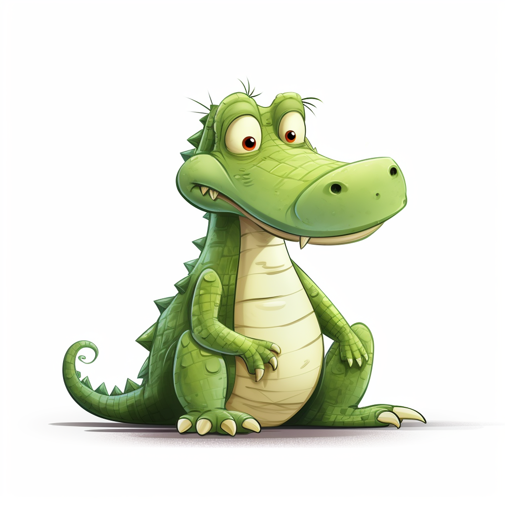 Cartoon crocodile sitting from behind