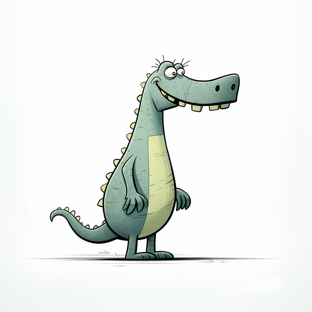 Minimalist cartoon crocodile standing in side profile