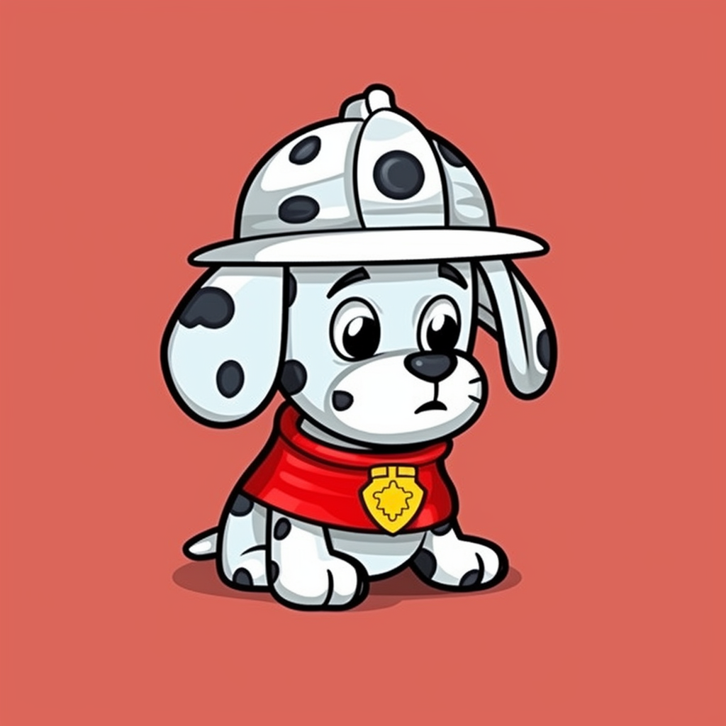 Cartoon Dalmation in Firehat Vector