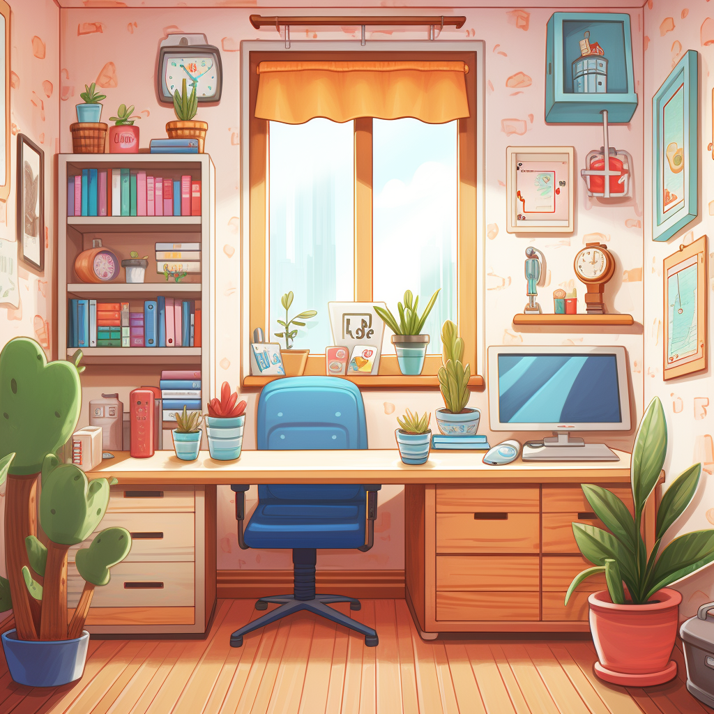 Cute cartoon doctors office illustration