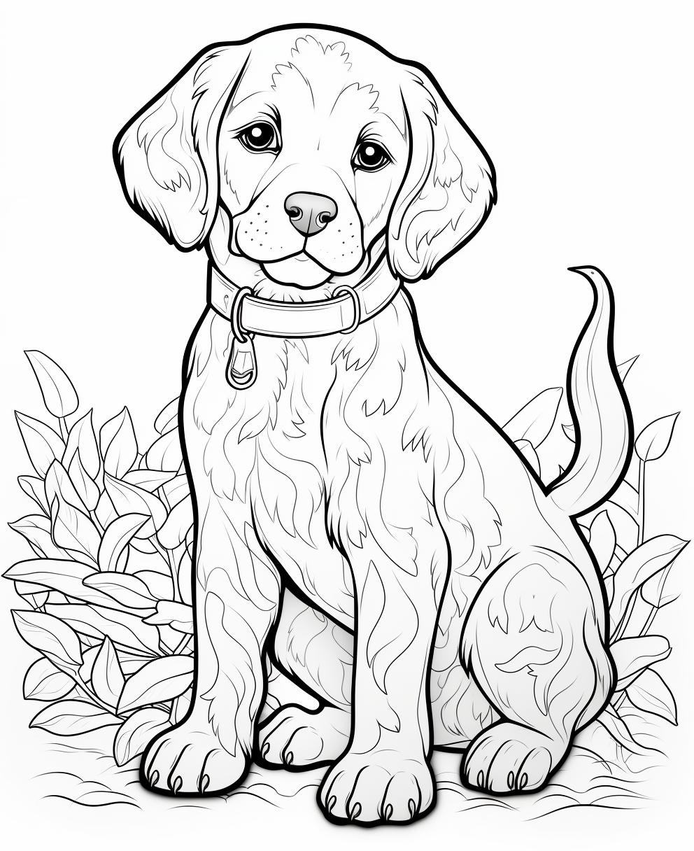 Cartoon dog coloring page for kids