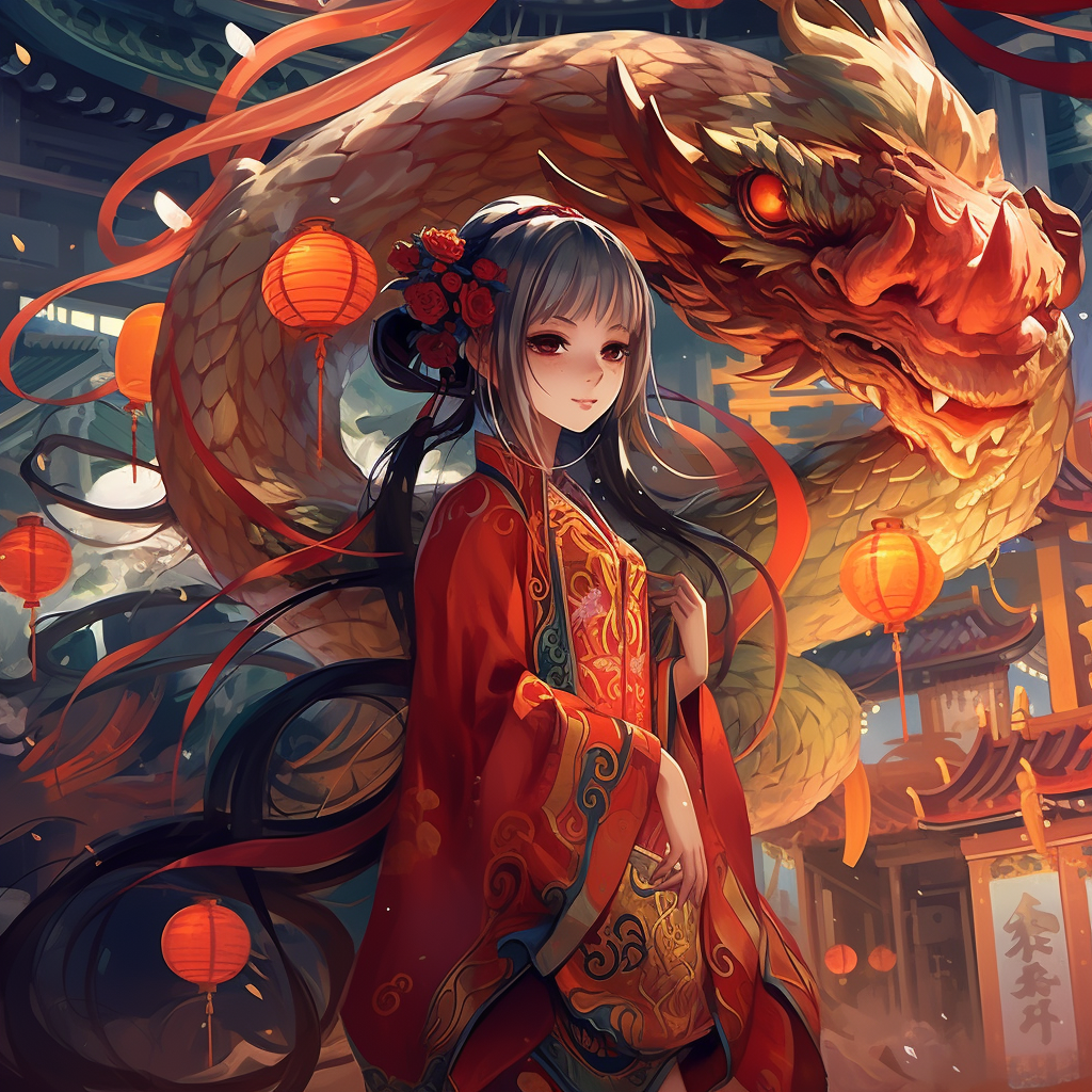 Cartoon dragon in Chinese style artwork