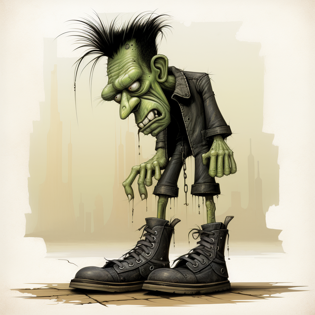 Cartoon Frankenstien with Black Shoes