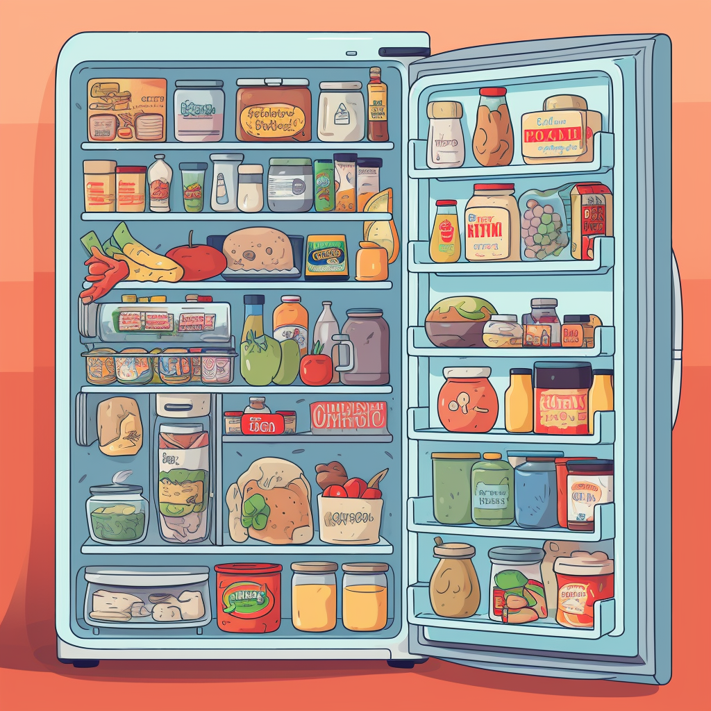 Cartoon fridge checklist illustration