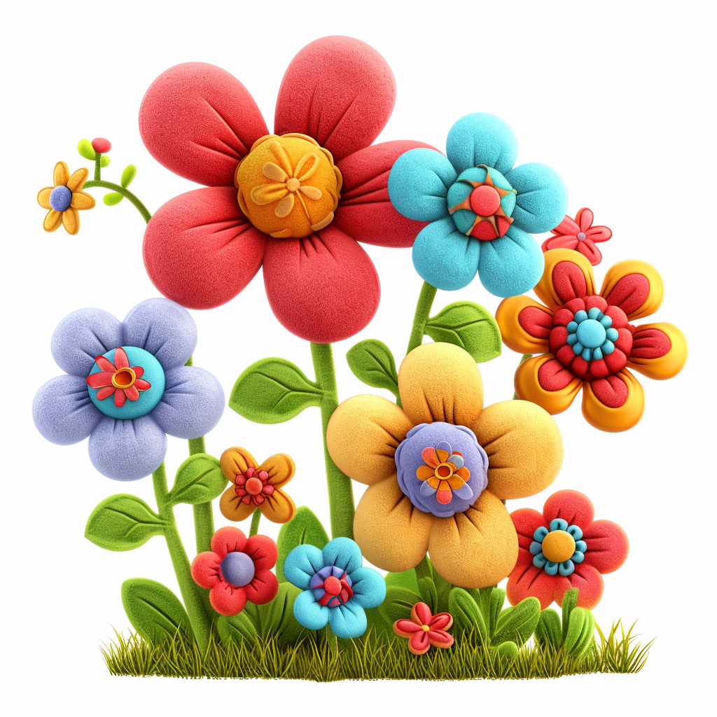 Cartoon furry flower garden plushy 3D image