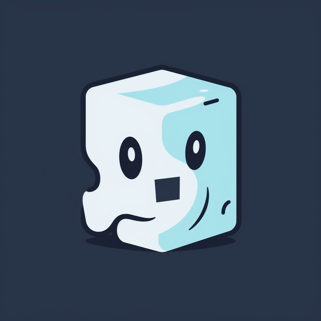 Minimal linework cube logo with cartoon ghost