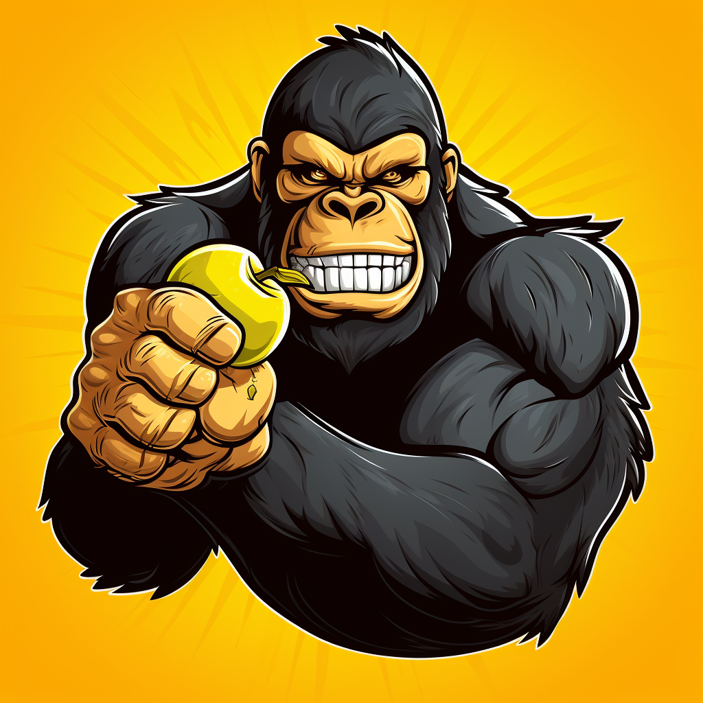 Cartoon gorilla with banana