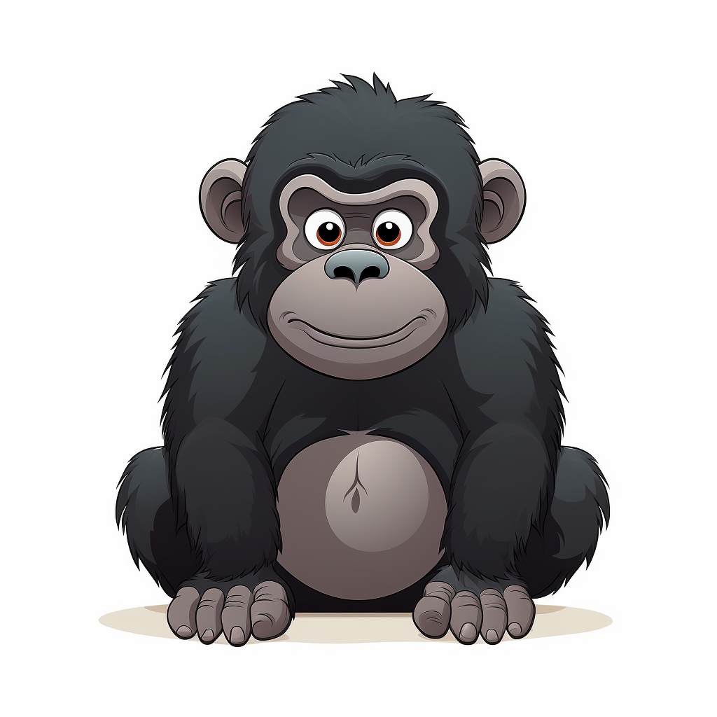 Cute cartoon gorilla on white background