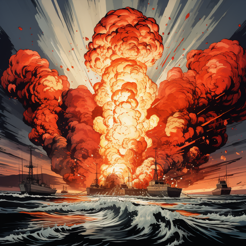 Explosive cartoon heavy metal waves