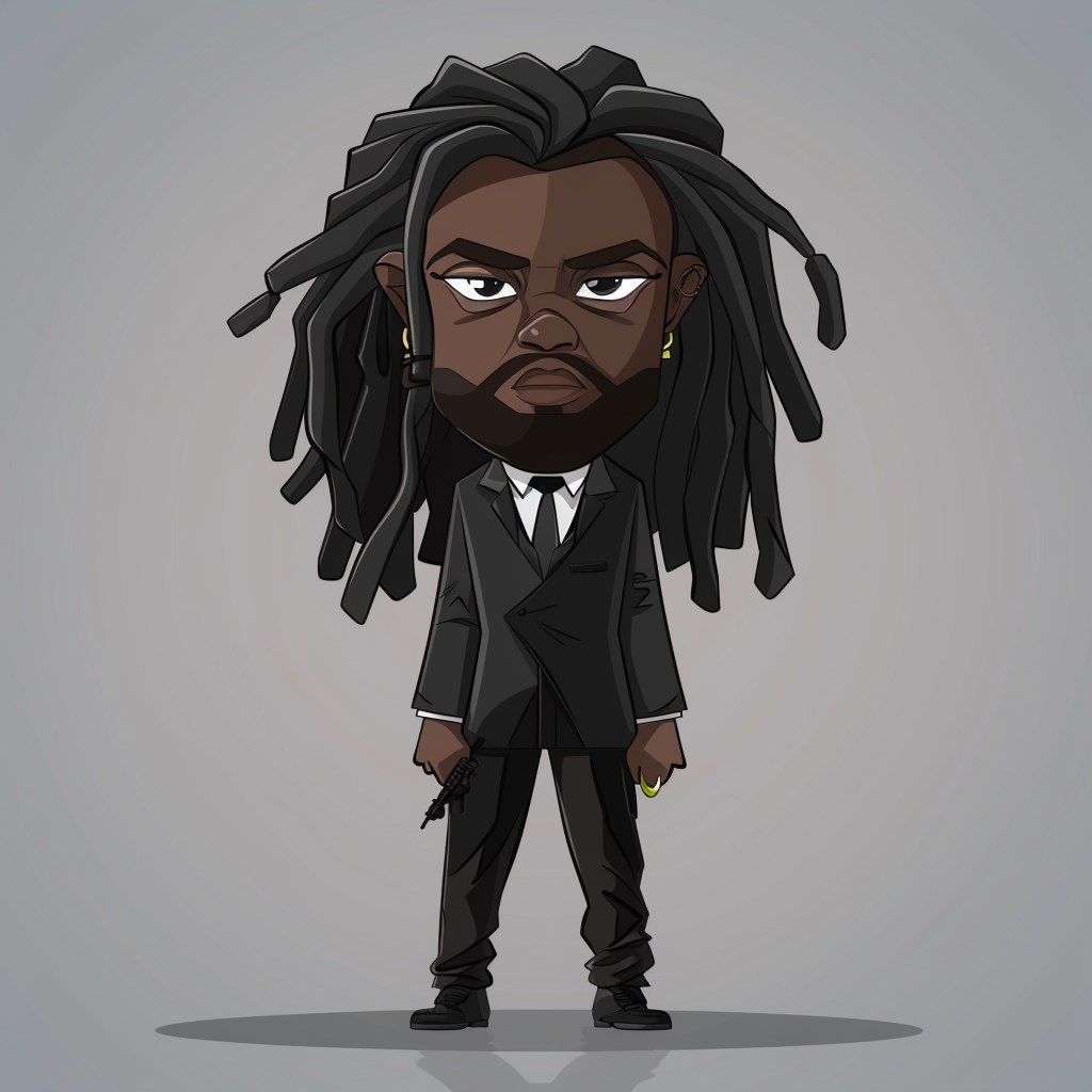 Cartoon James Bond with Dreadlocks