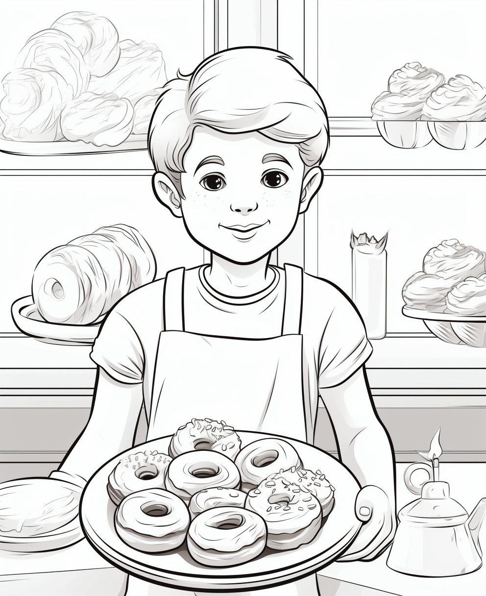 Cartoon kids coloring page image