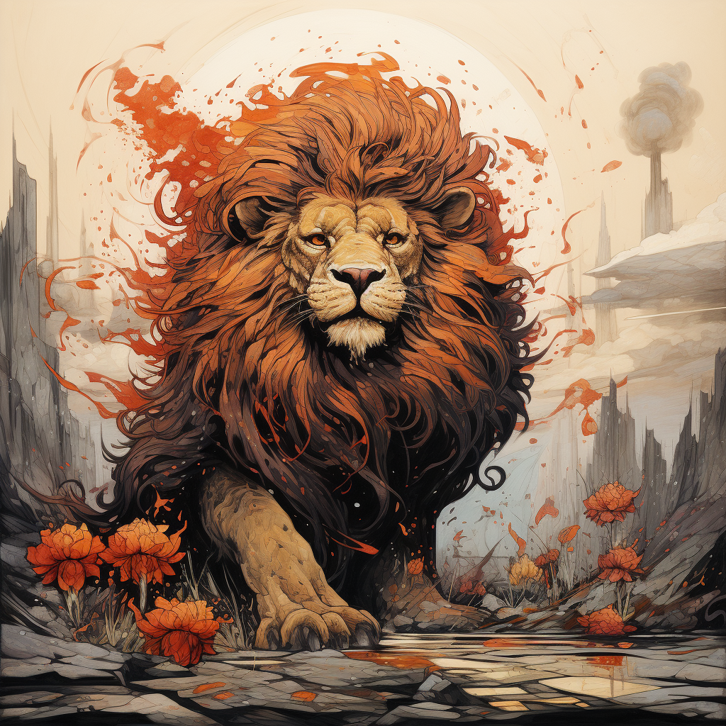 Cartoon lion showing bad omens