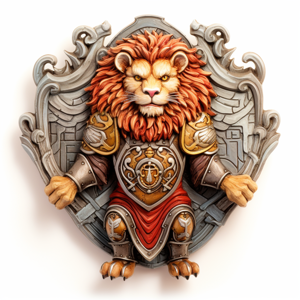 Cartoon Lion with Regal Shield