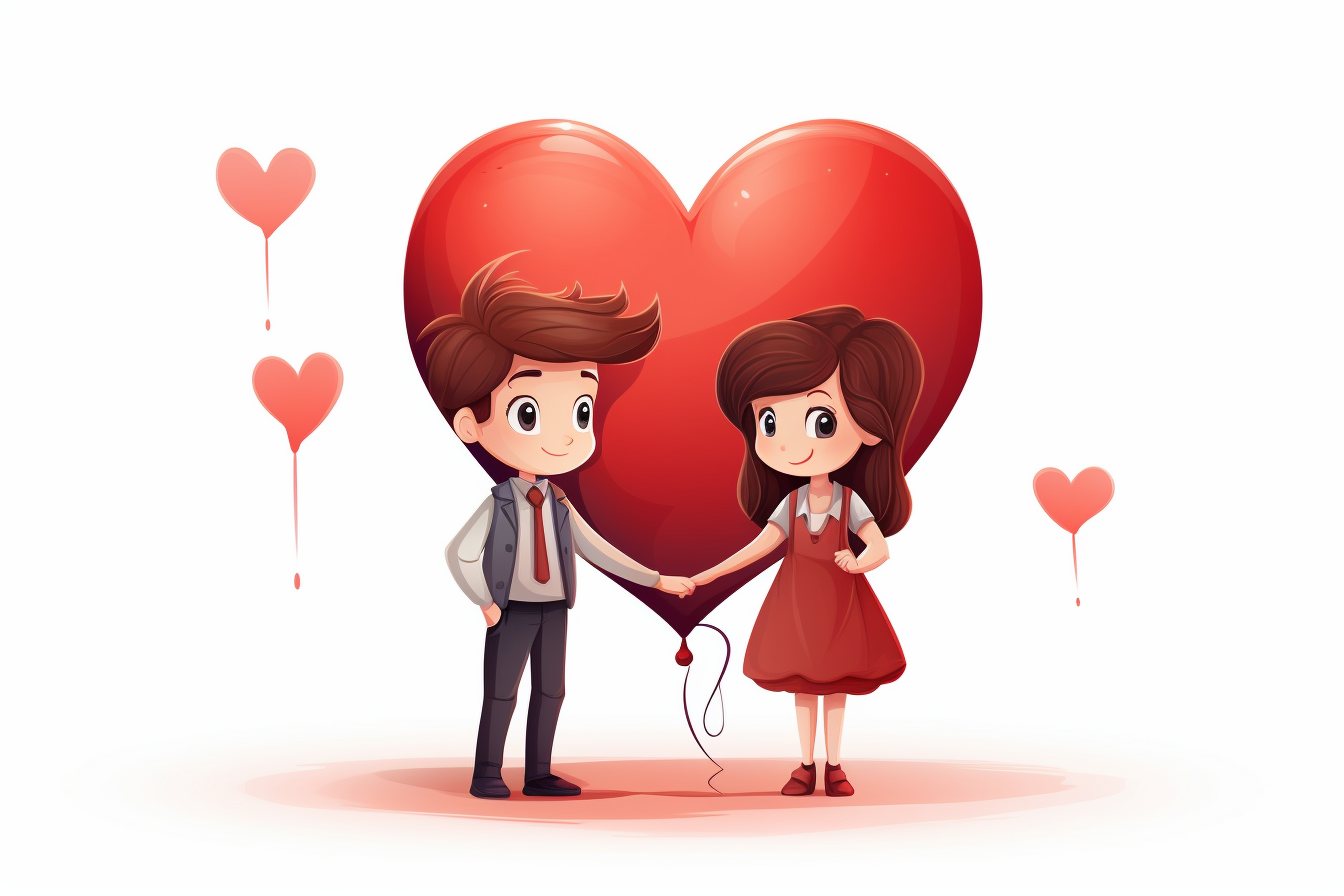 Cartoon love on white background