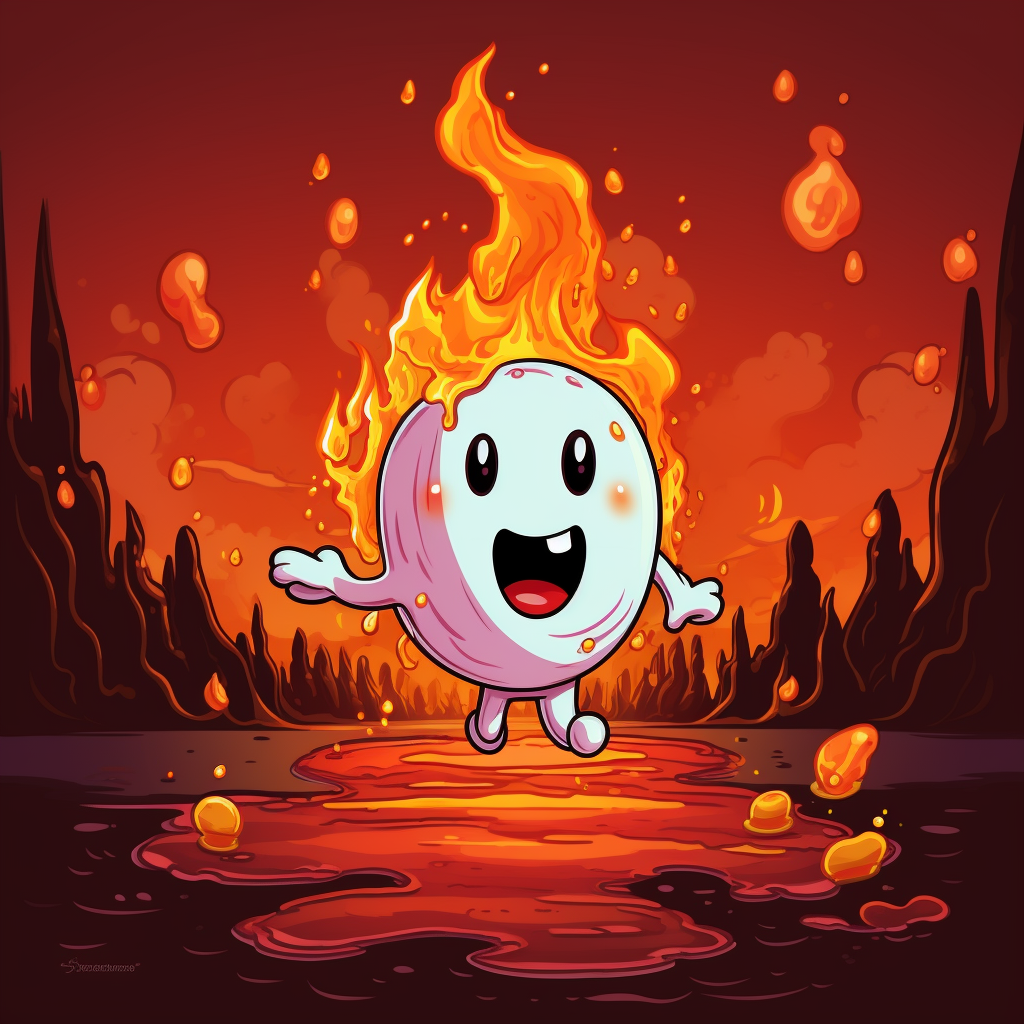 Cartoon Marshmallow Running from Flame