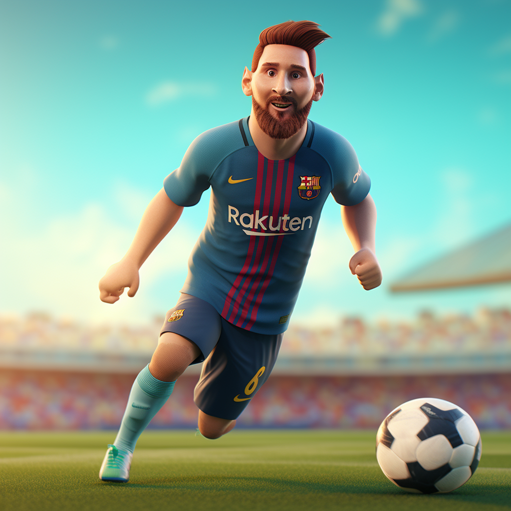 Messi kicking a ball cartoon