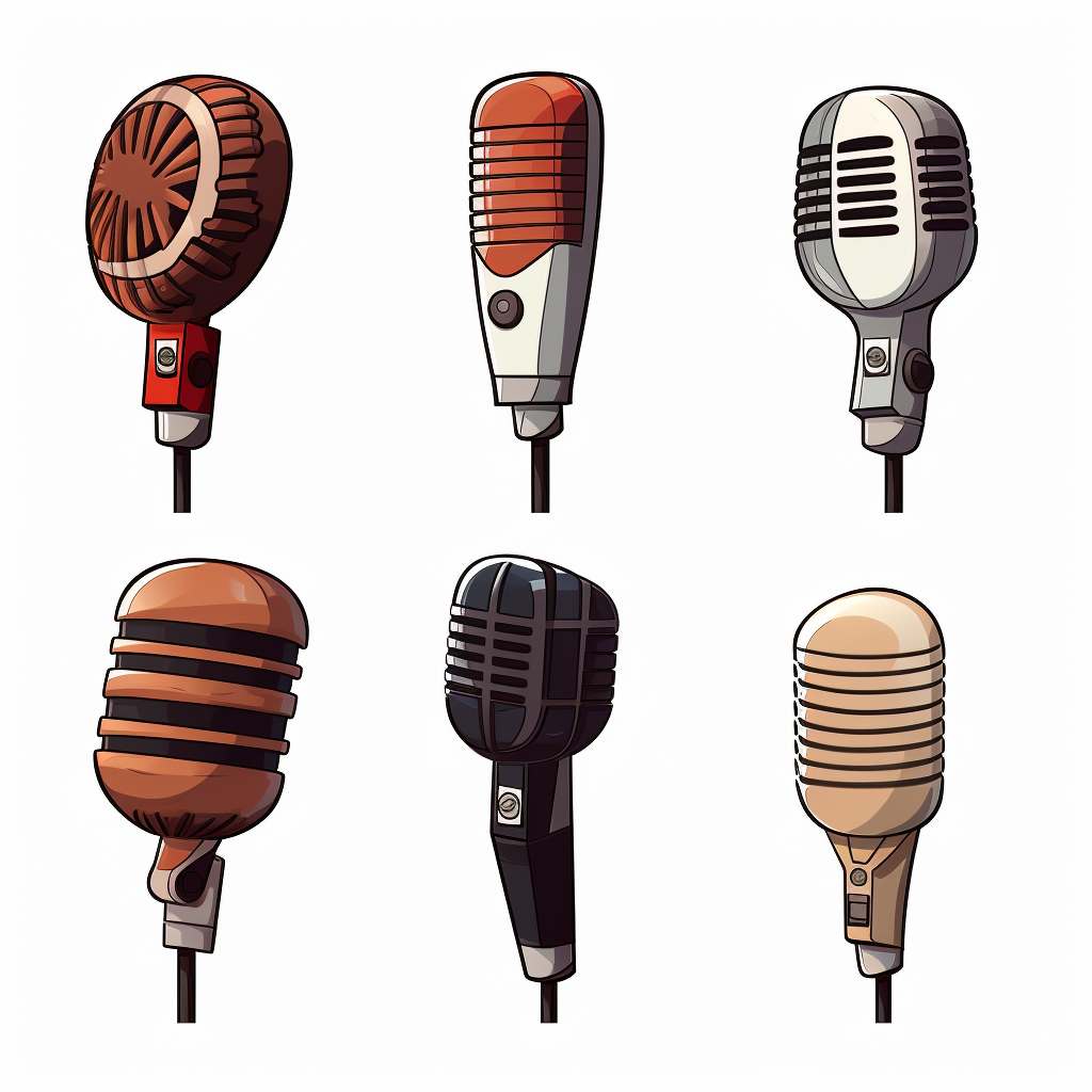 Four cartoon microphone concepts