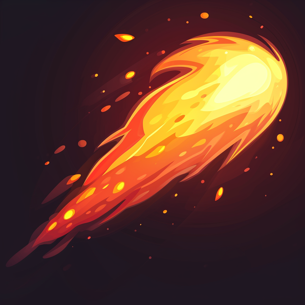 cartoon miniature fireball traveling image