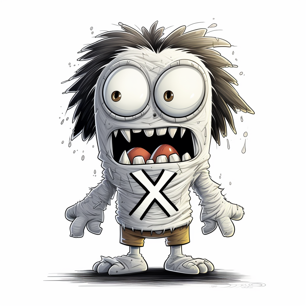 Cartoon monster with X shirt